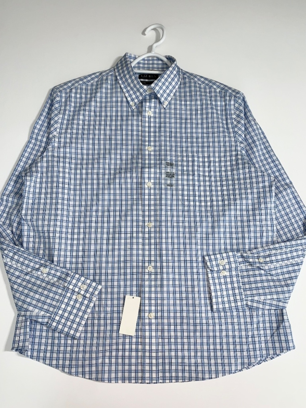 Lauren Ralph Lauren Men’s Light Blue and White Plaid Button-Down Shirt Size L